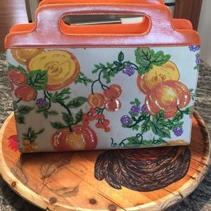 Isabella Fior top handle fruit sequined bag.